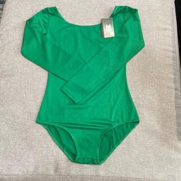 Women's Scoop Neck Spandex Long Sleeve Leotard, XS - Picture 1 of 6